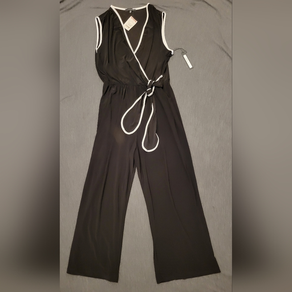 Tahari Black Jumpsuit with White Trim